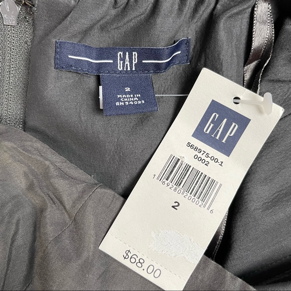 GAP women's NWT silk blend strapless dress slate grey floral applique size 2 - Picture 3 of 15